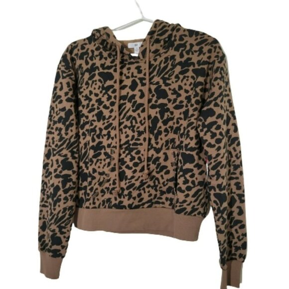 BP animal print sweatshirt hooded, crop long sleeve, kangourou pocket - Picture 1 of 5